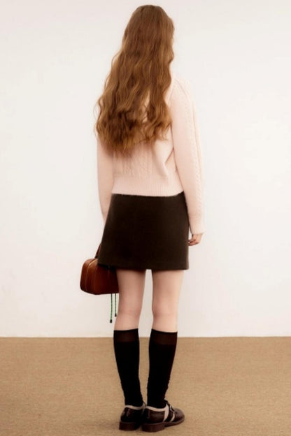 Three-Dimensional Cable Knit Hooded Sweater