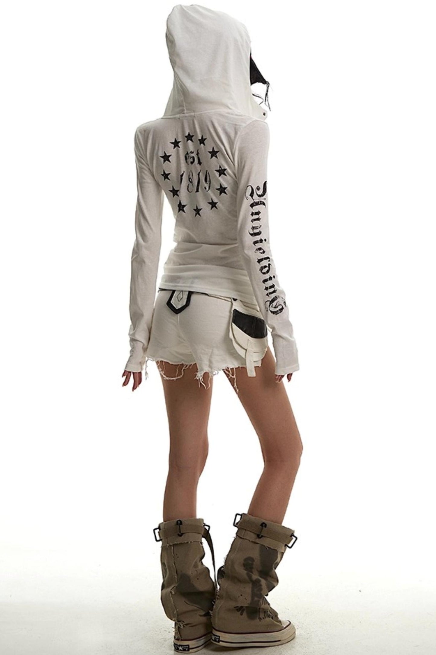 White Hooded Sunscreen Cover-Up Top