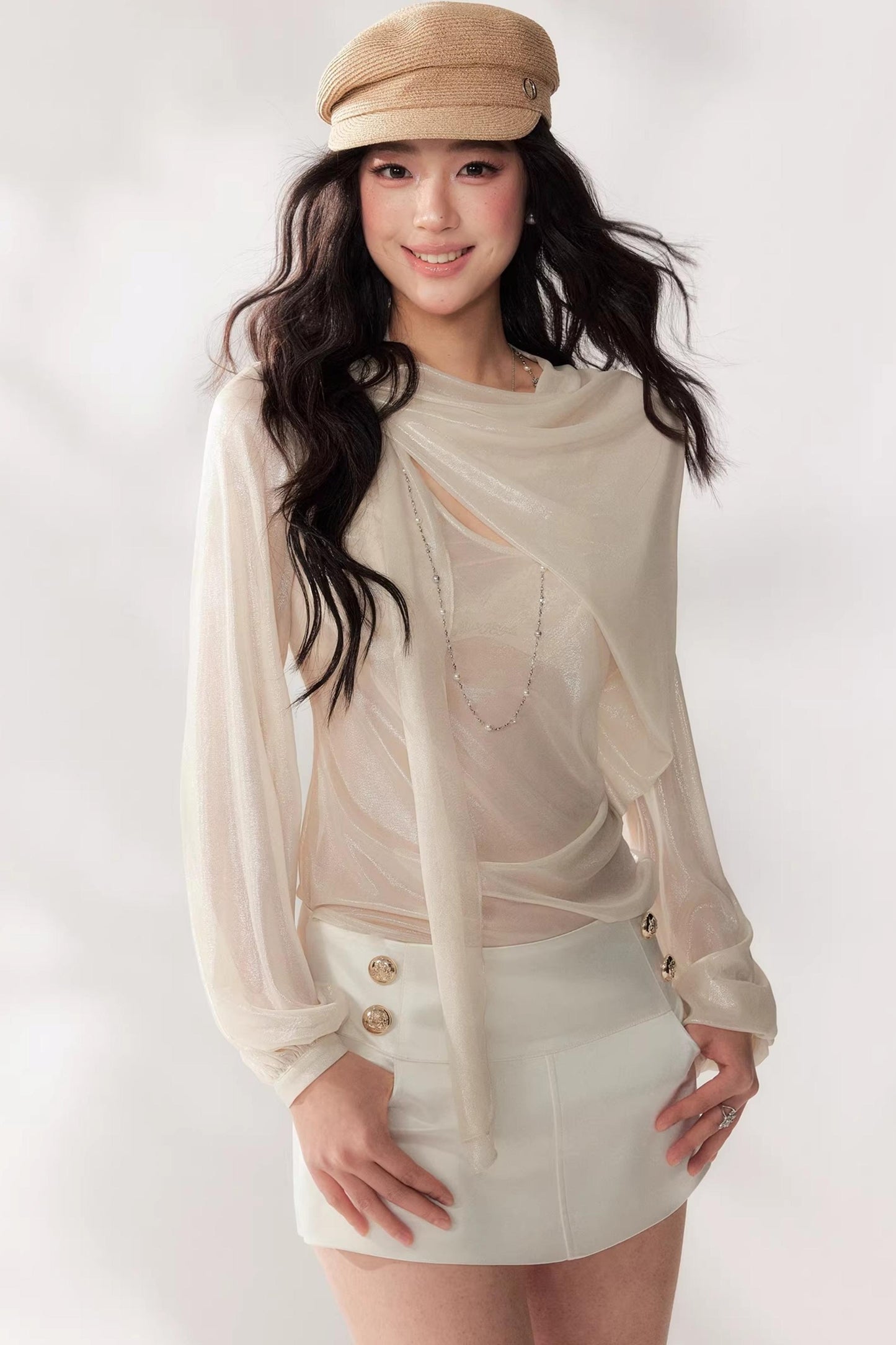 Camicetta in chiffon plissettato