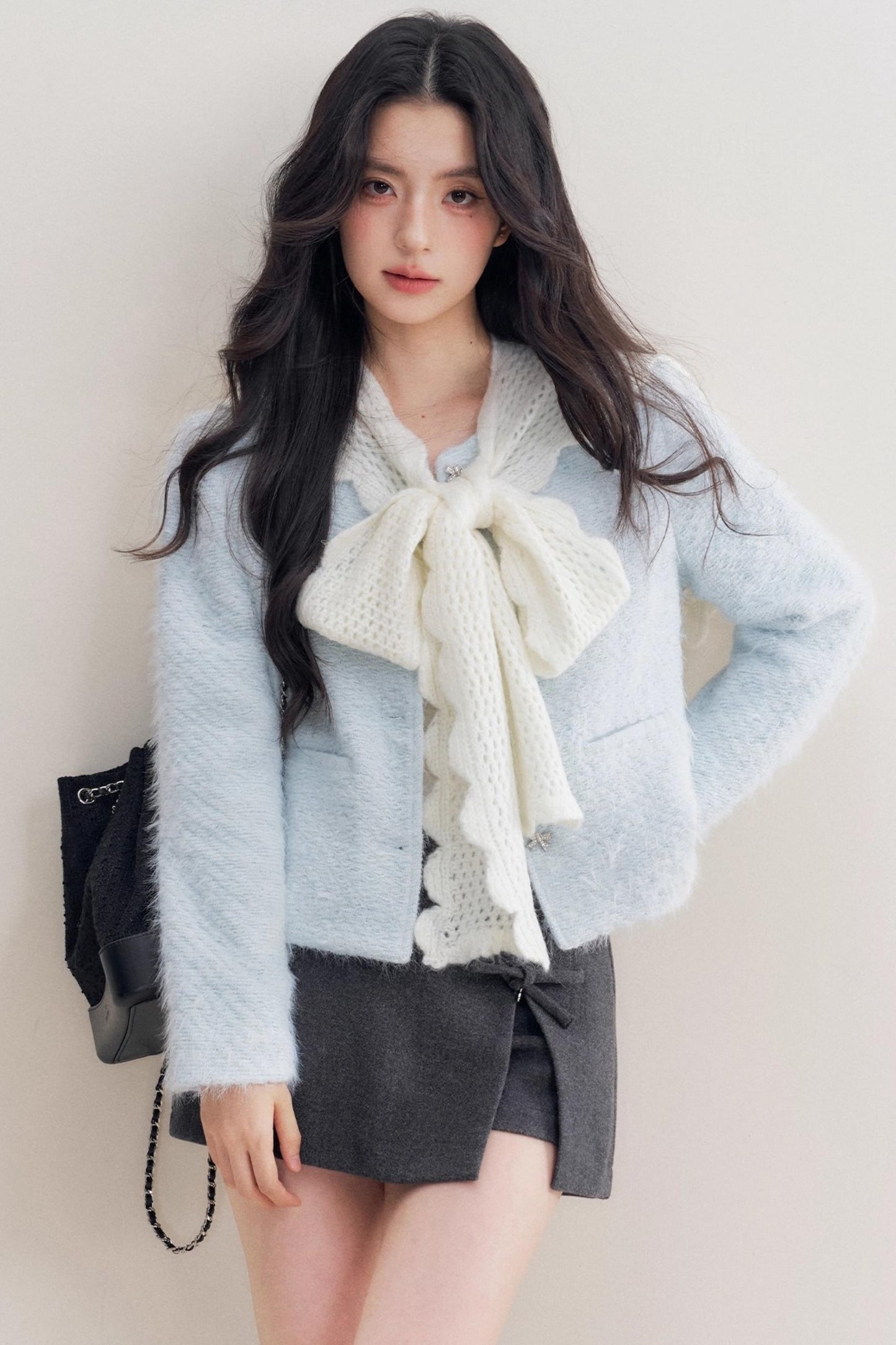 Winter Wool Blend Crew Neck Jacket