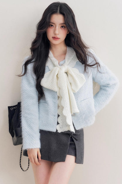 Winter Wool Blend Crew Neck Jacket