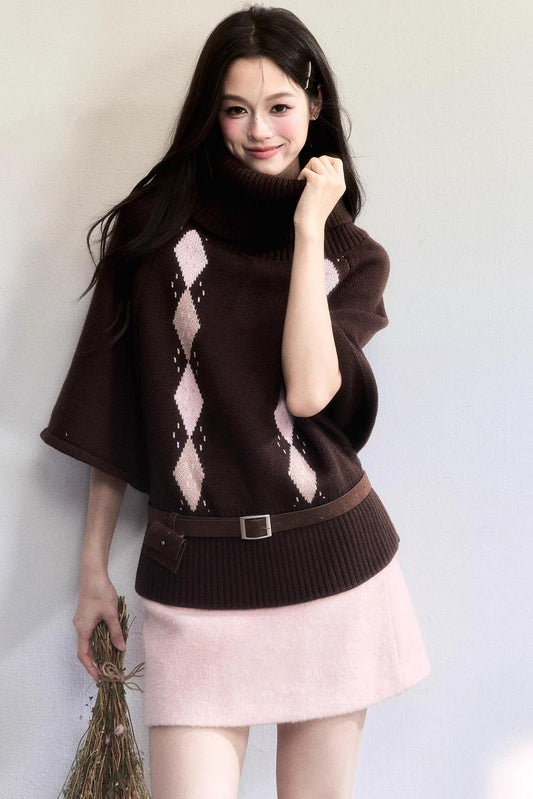 Retro Diamond Wool Knit Sweater