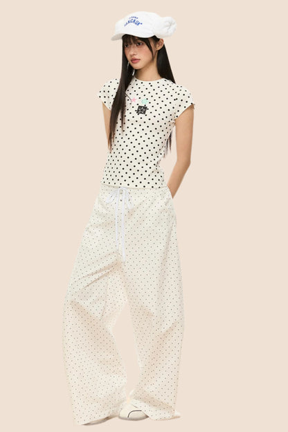 Polka Dot Wide-Leg Pants