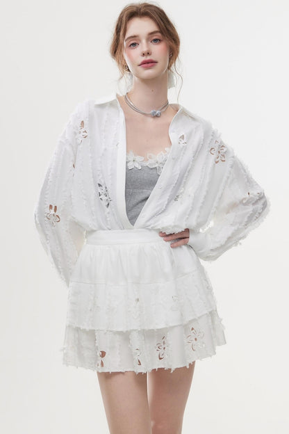 French Style Hollow Floral Two-Piece Set-Up