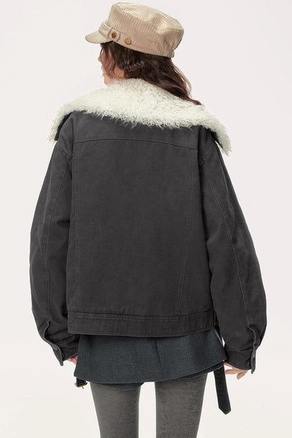 Retro Motorcycle Wind Fur Collar Jacket