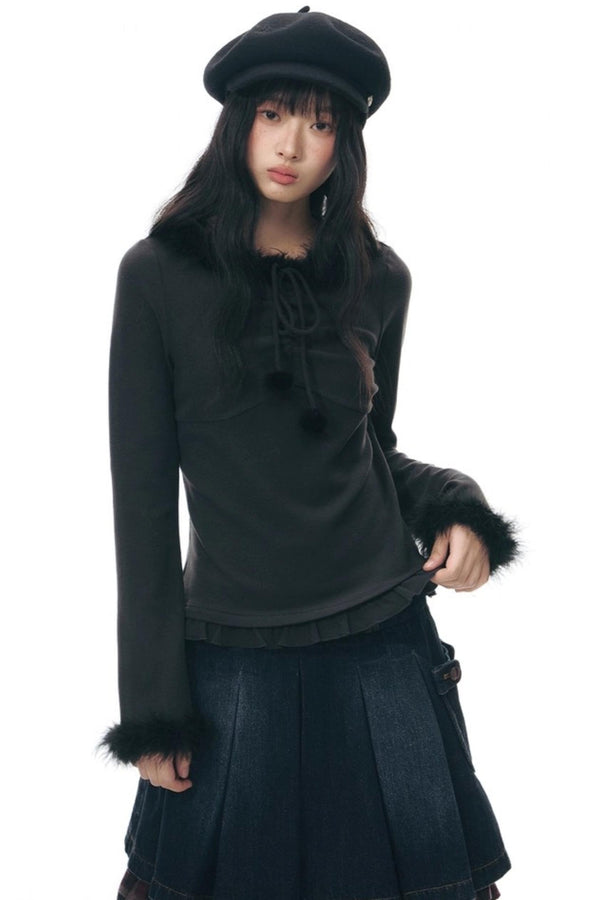 Furry Patchwork Base Layer Top