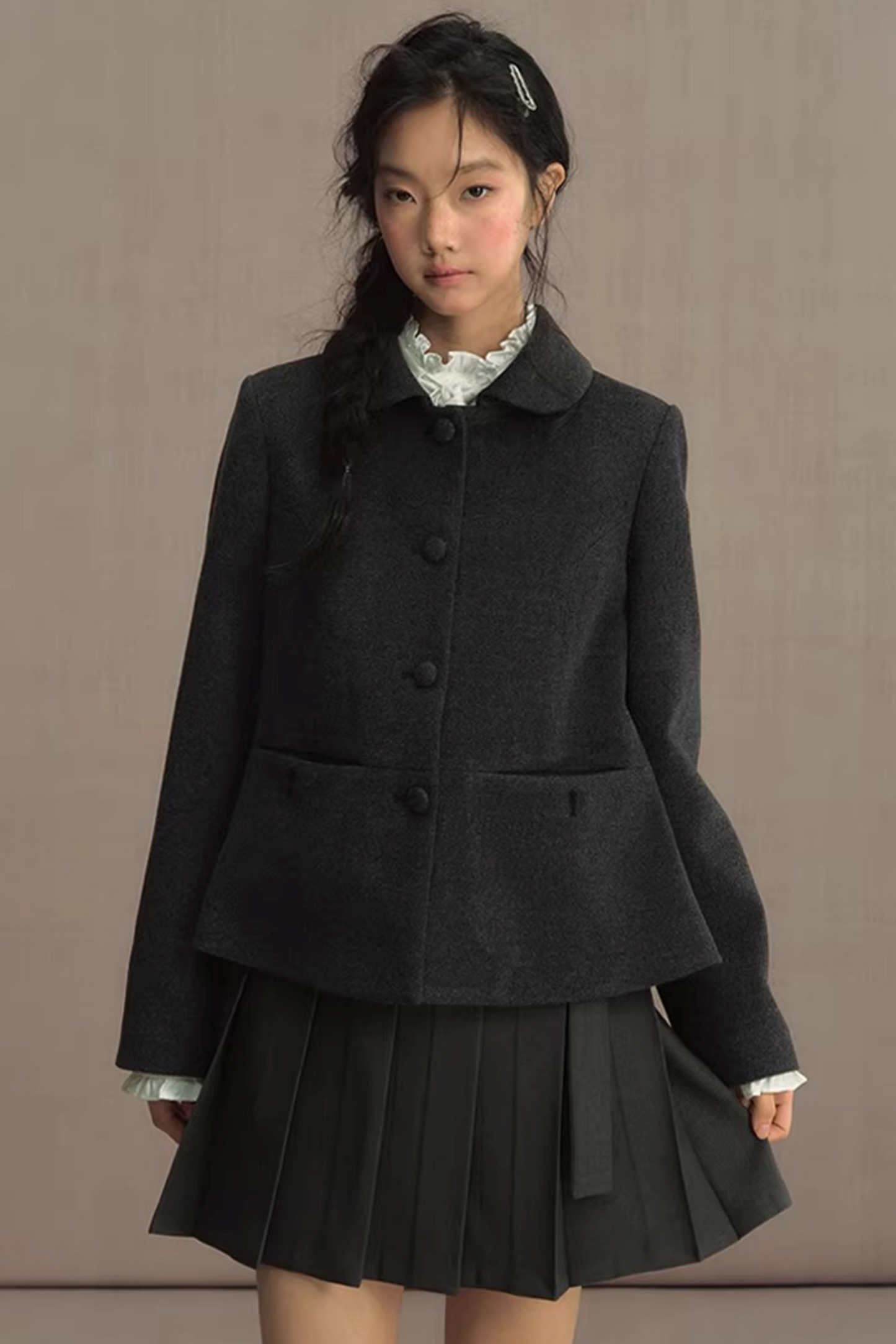 Retro Woolen Doll Collar Blazer