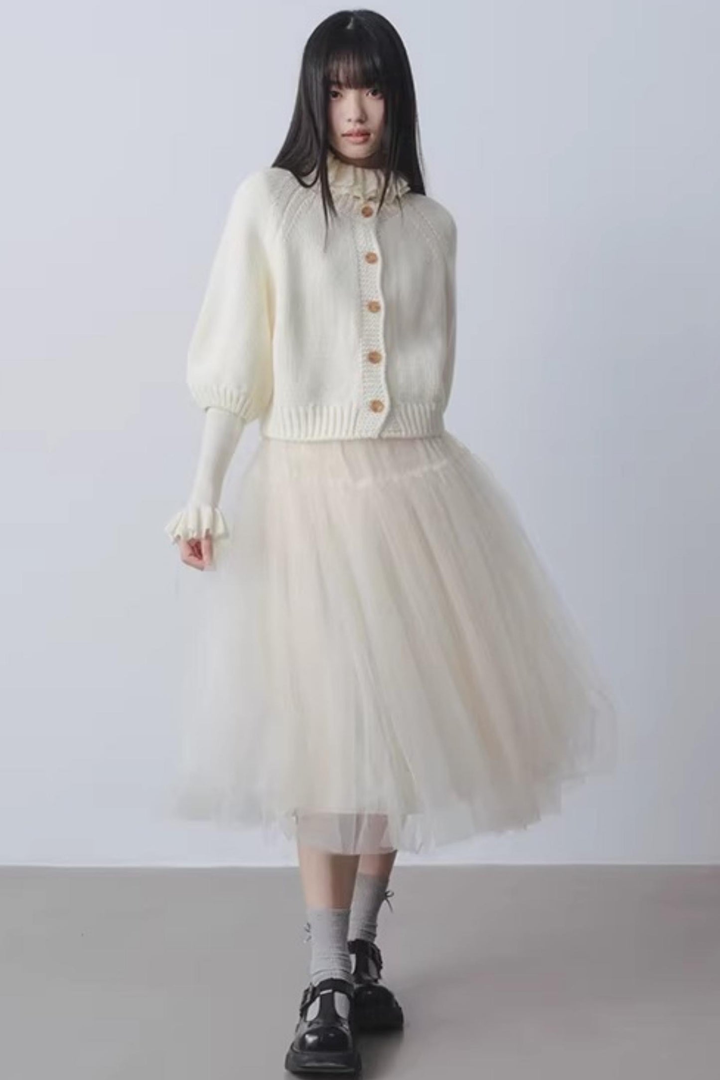 High-Waisted Beige Tutu Skirt