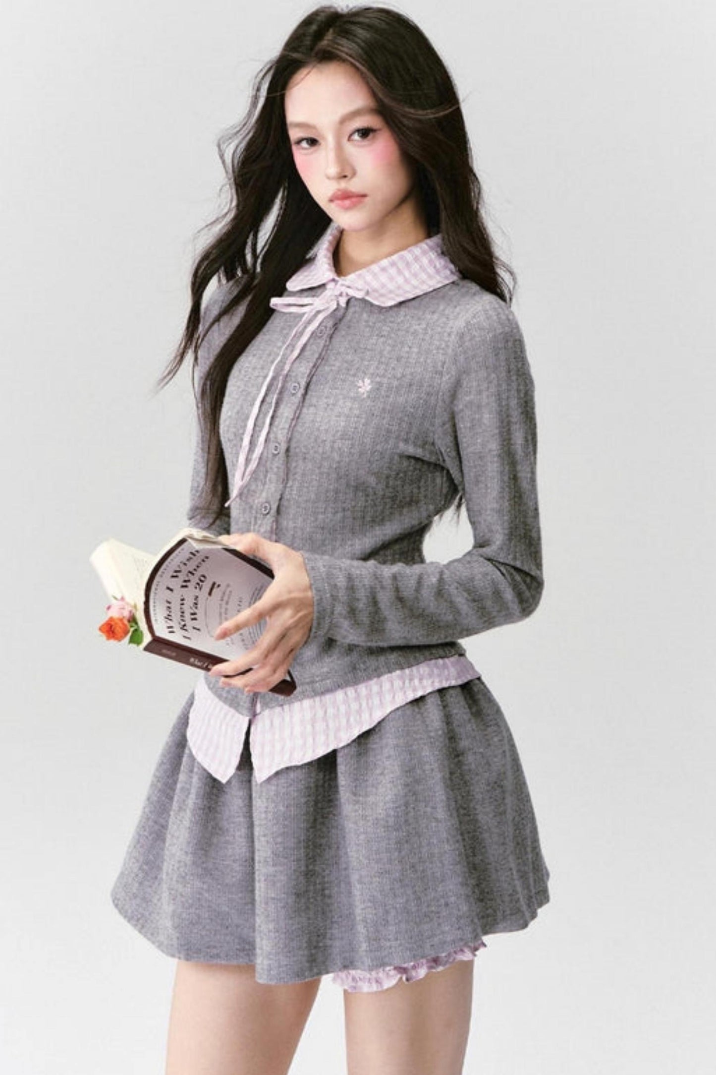 Preppy Blue Stripe Long Sleeves Shirt Set-Up