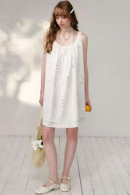 White Hollow A-Line Dress