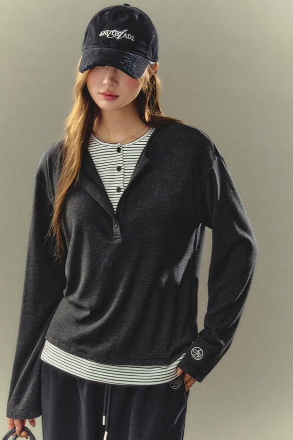 캐주얼 롱 슬리브 스티치 셔츠 