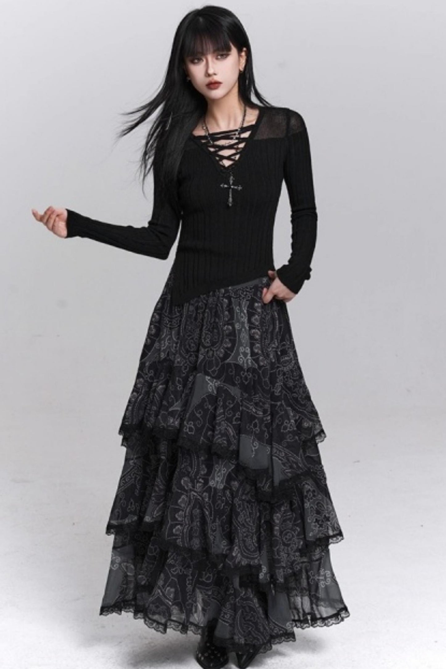 Black Irregular Skirt