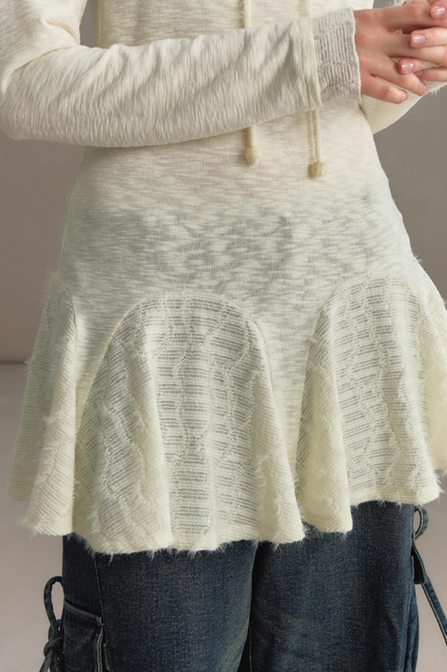 Stacked Knitted Lotus Leaf Long Top