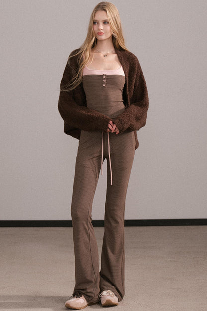 Color-Block Knitted Cardigan Set-Up