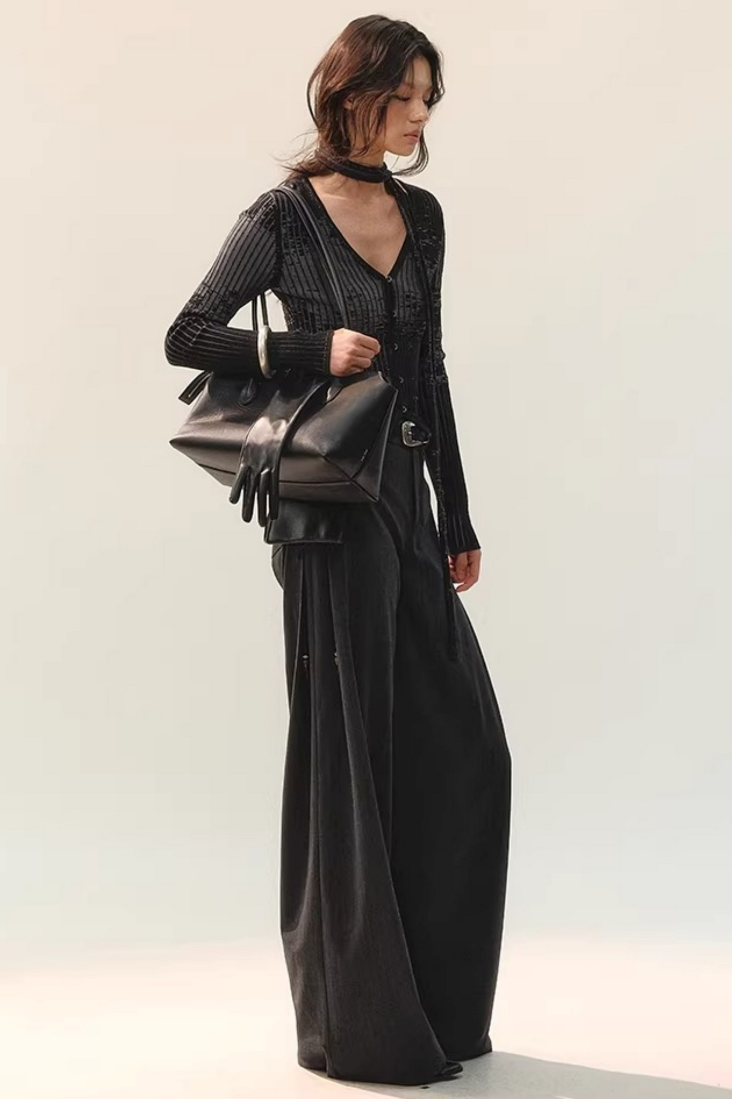 Melierte Strickjacke