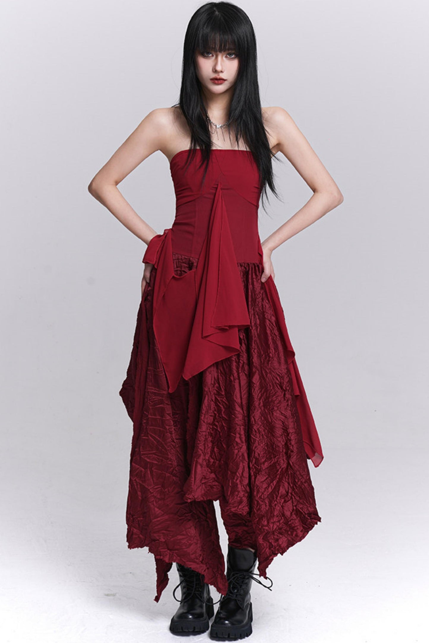 Irregular Red Tube Dress