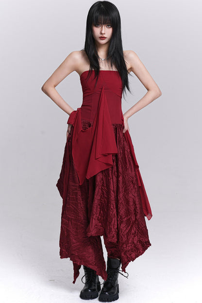 Irregular Red Tube Dress