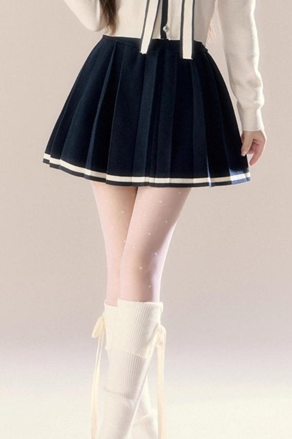 Navy Knitted Suit Set-Up