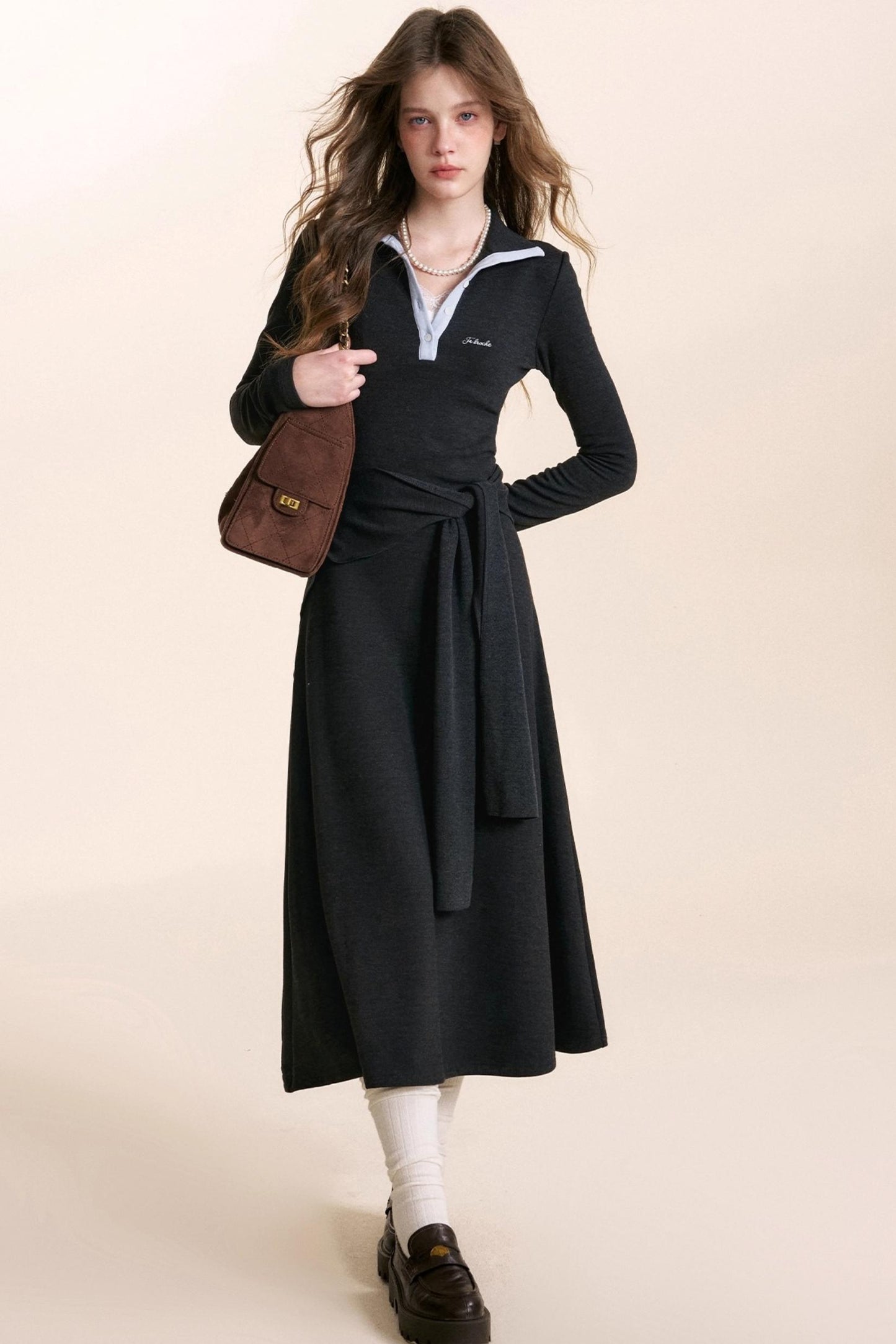 Lace-Up Knitted Dress