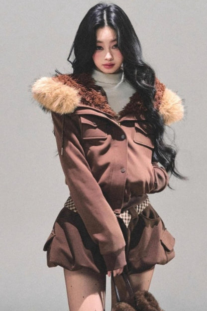 Winter Plush Hooded Coat