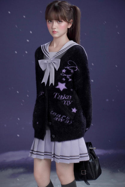 Black and Purple Graffiti Cardigan