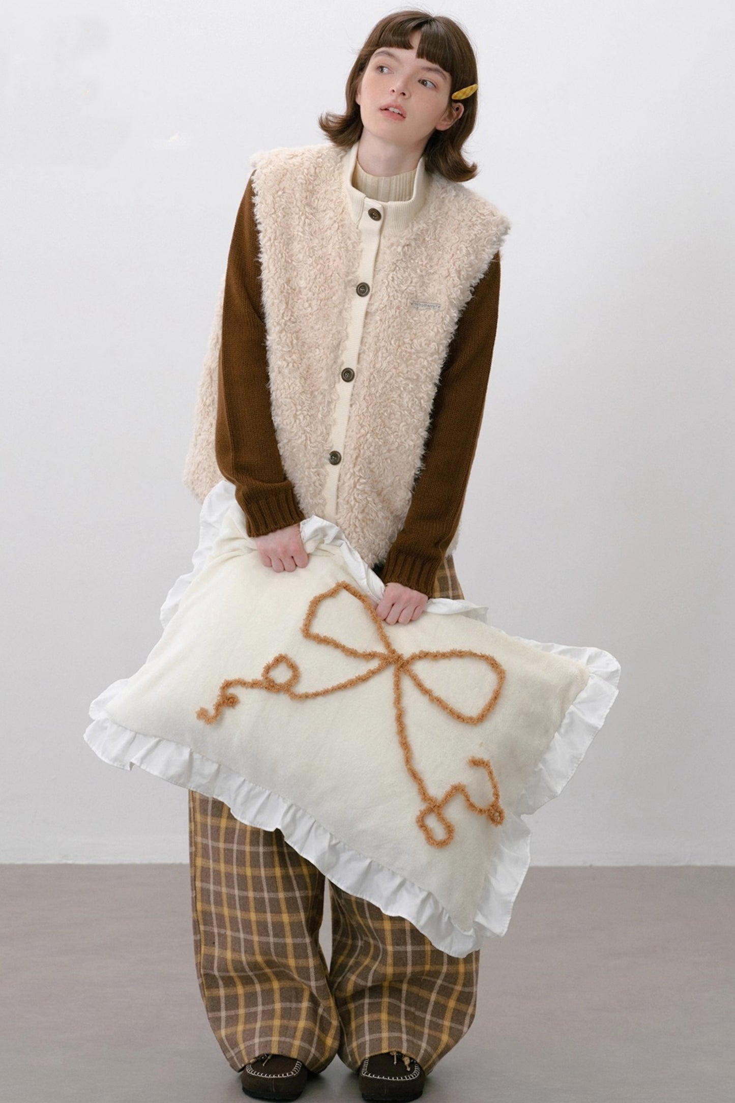 Furry Ribbed Winter Vest Coat