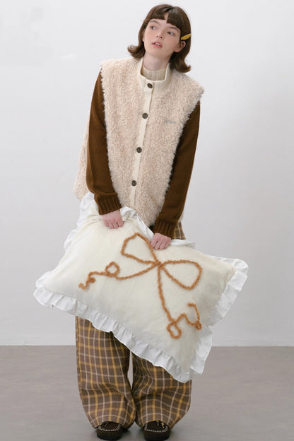 Furry Ribbed Winter Vest Coat