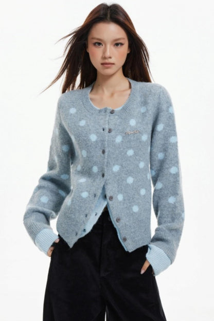 Fake Two-Piece Contrasting Knitted Cardigan