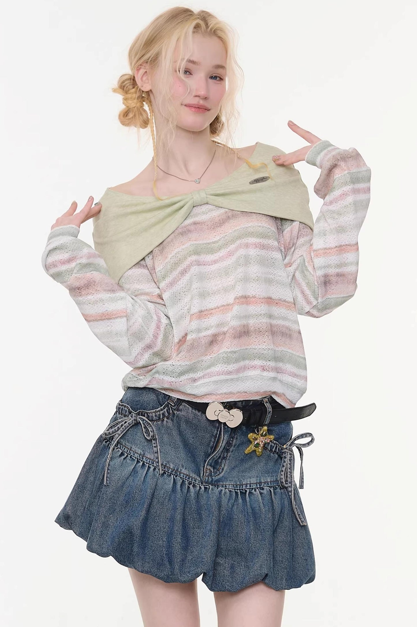 Spring Mist Striped Knit Top