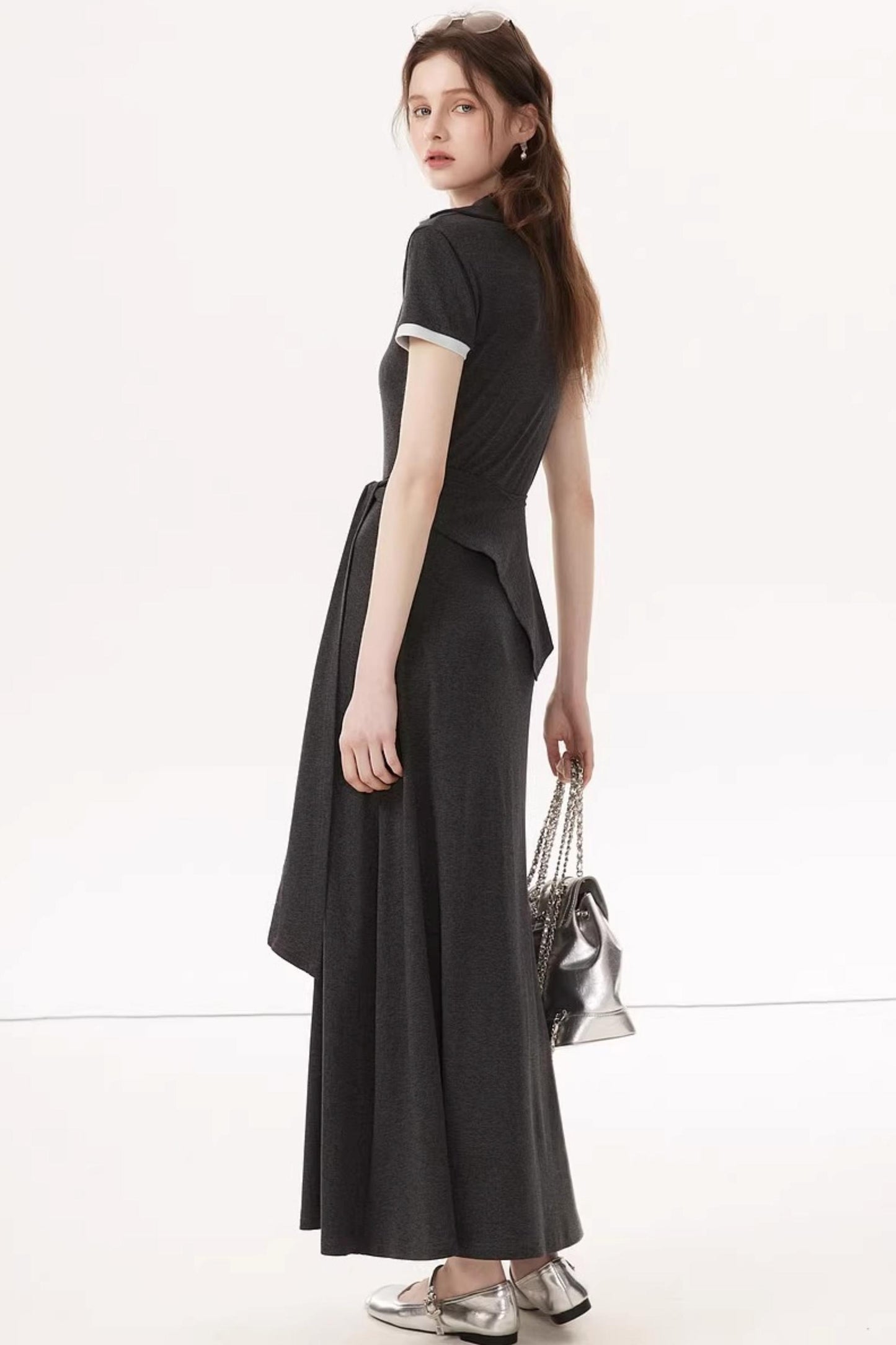 Lyocell Tencel V-Neck Dress