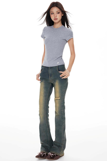 Micro-Flared Wide-Leg Jeans