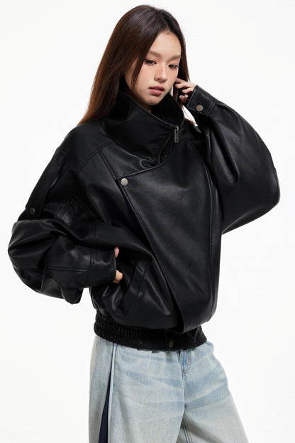 Leather Stand-Up Jacket