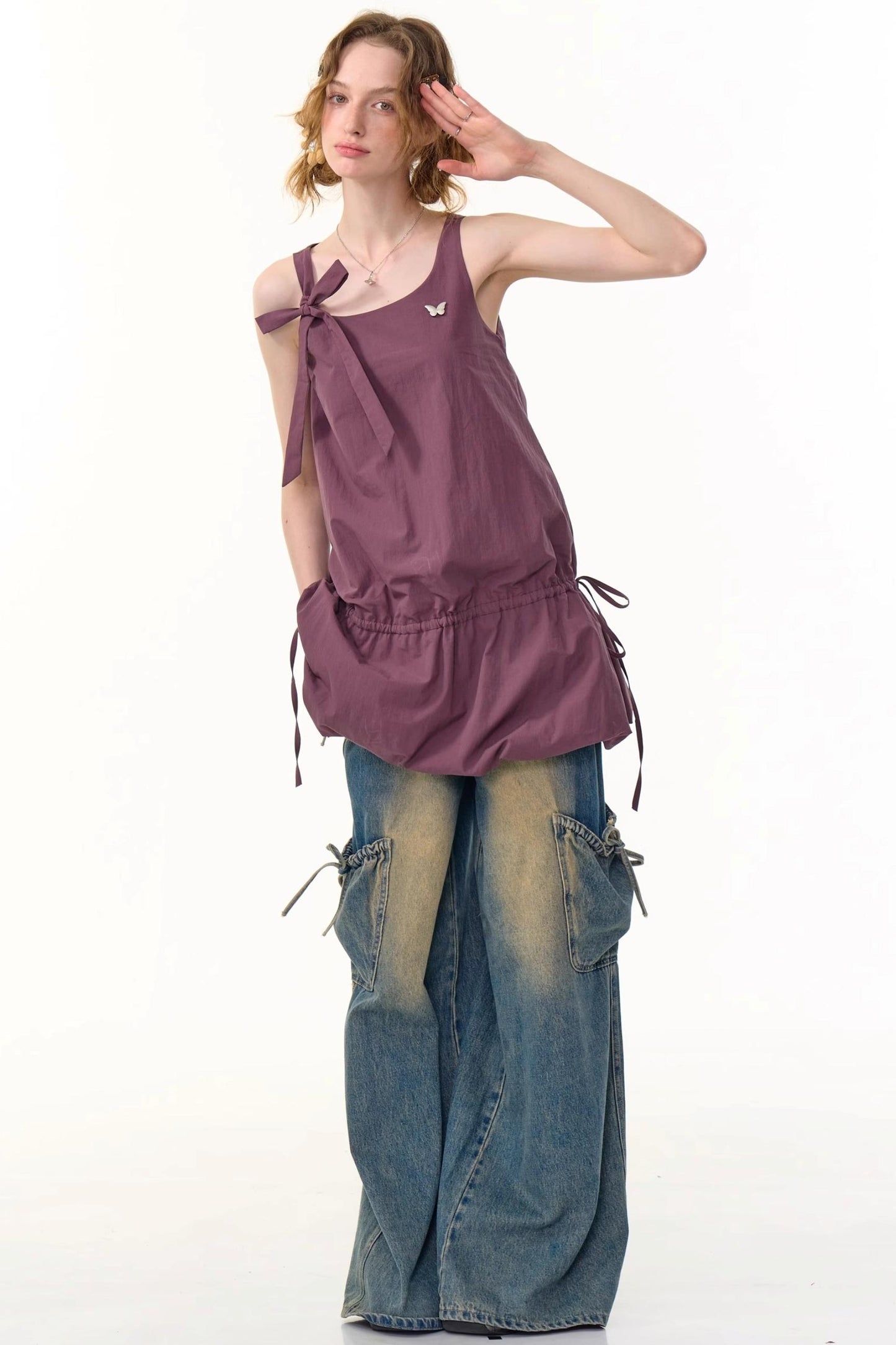 Retro Floral Purple Camisole Dress