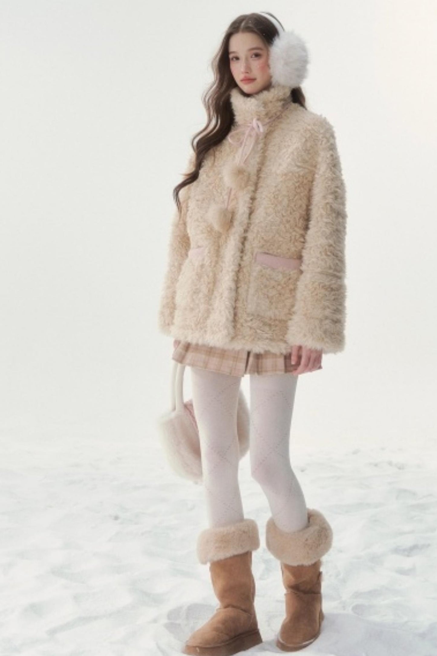 Pink and Blue Reversible Fur Coat