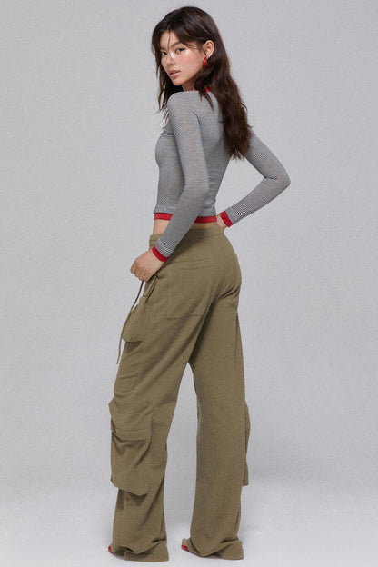 Cropped Stripe Henley Shirt