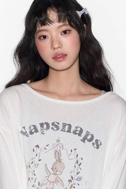 Cute Bunny Print Long Sleeve T-Shirt