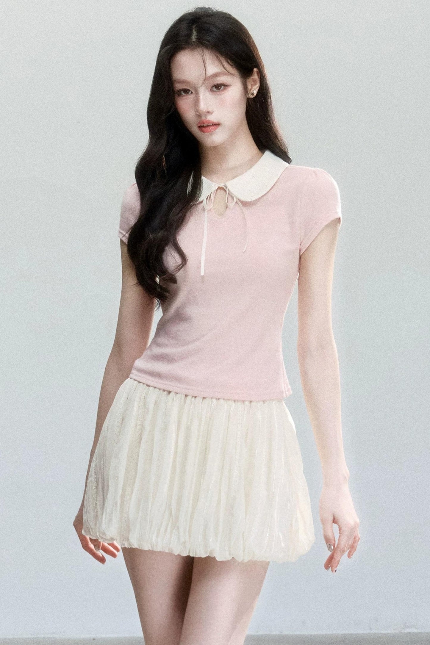 Top a Manica Corta con Collo a Camicia