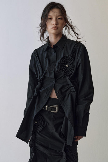 Gothic Plaid Flower Shirt & Skirt Set-Up