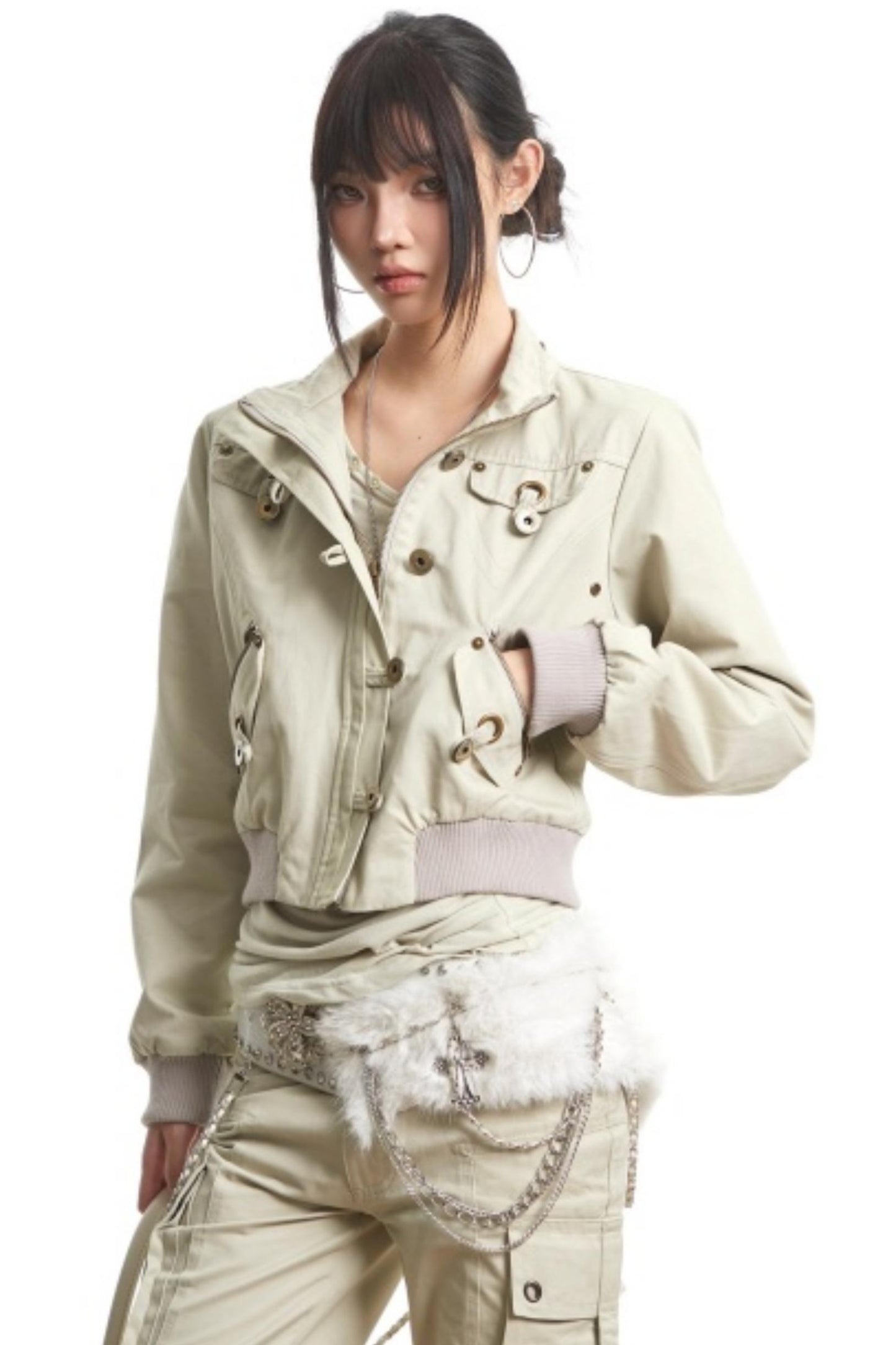 Retro Light Green Hooded Jacket