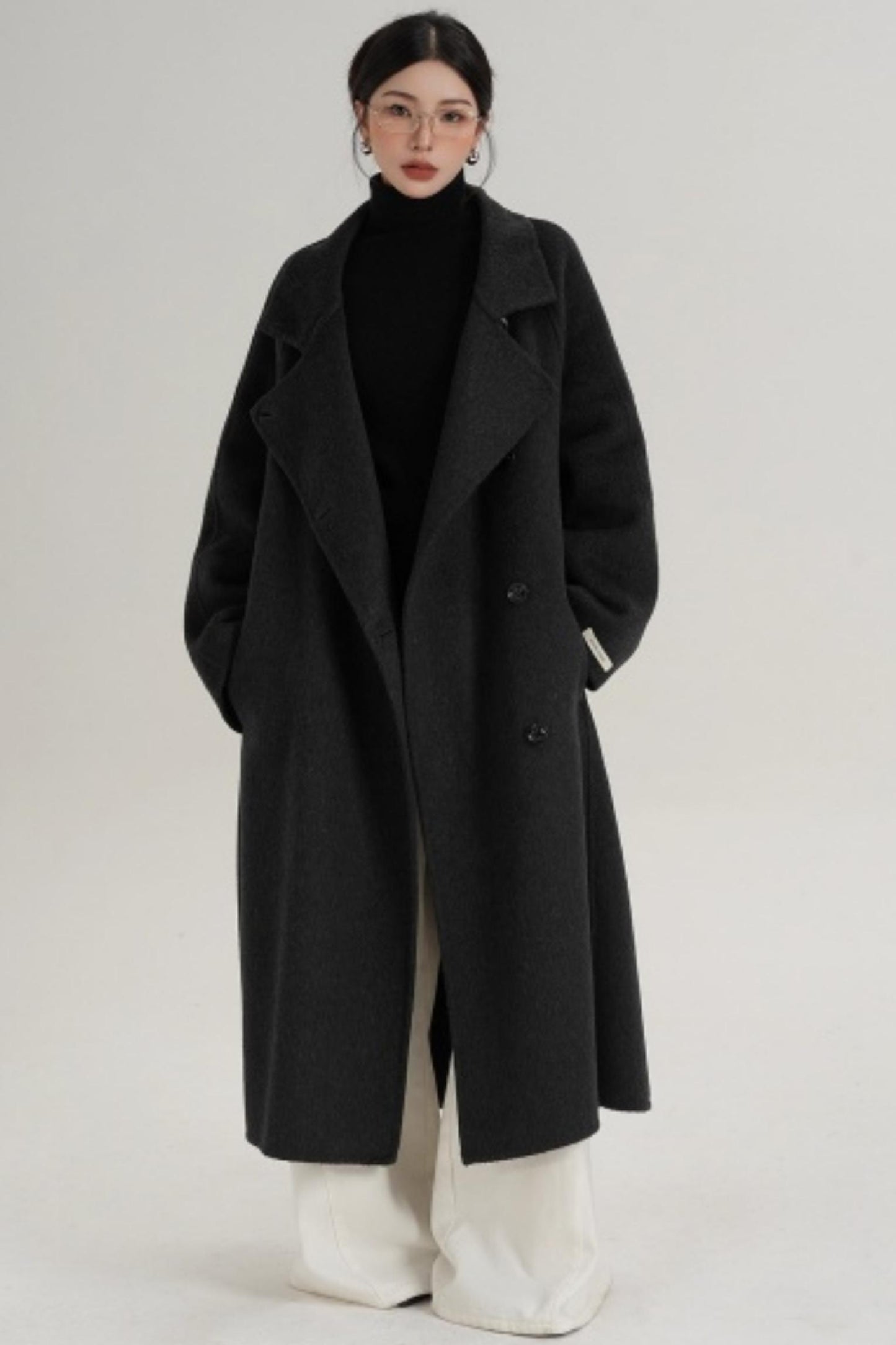Elegant Charcoal Wool Coat