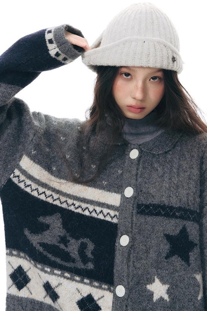 Doll Collar Knitted Cardigan