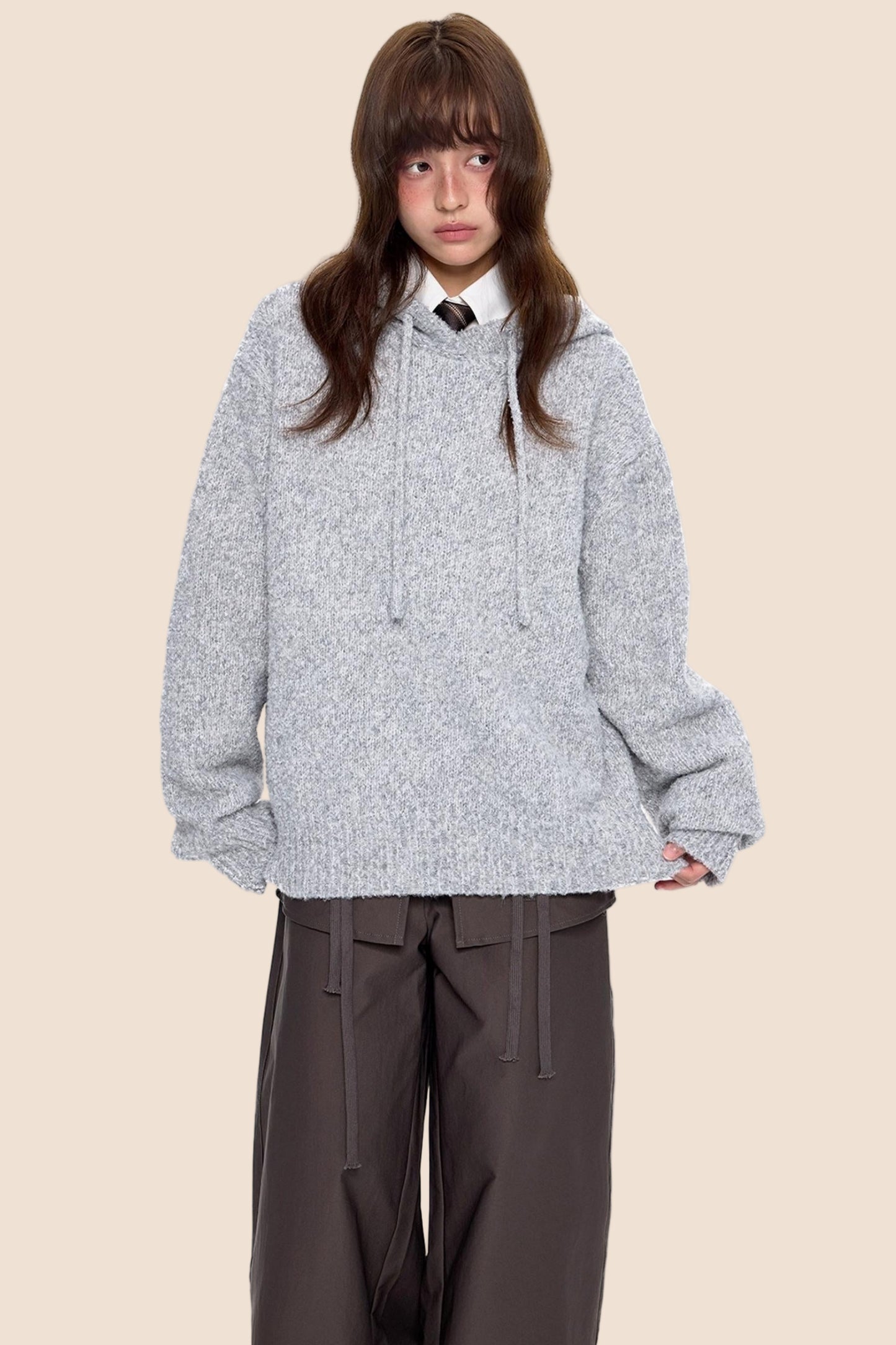 Hooded Knit Sweater Jacket