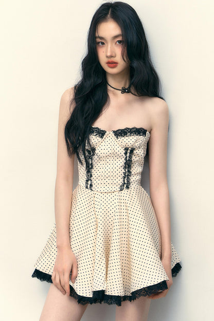 Polka Dot Lace Puff Dress