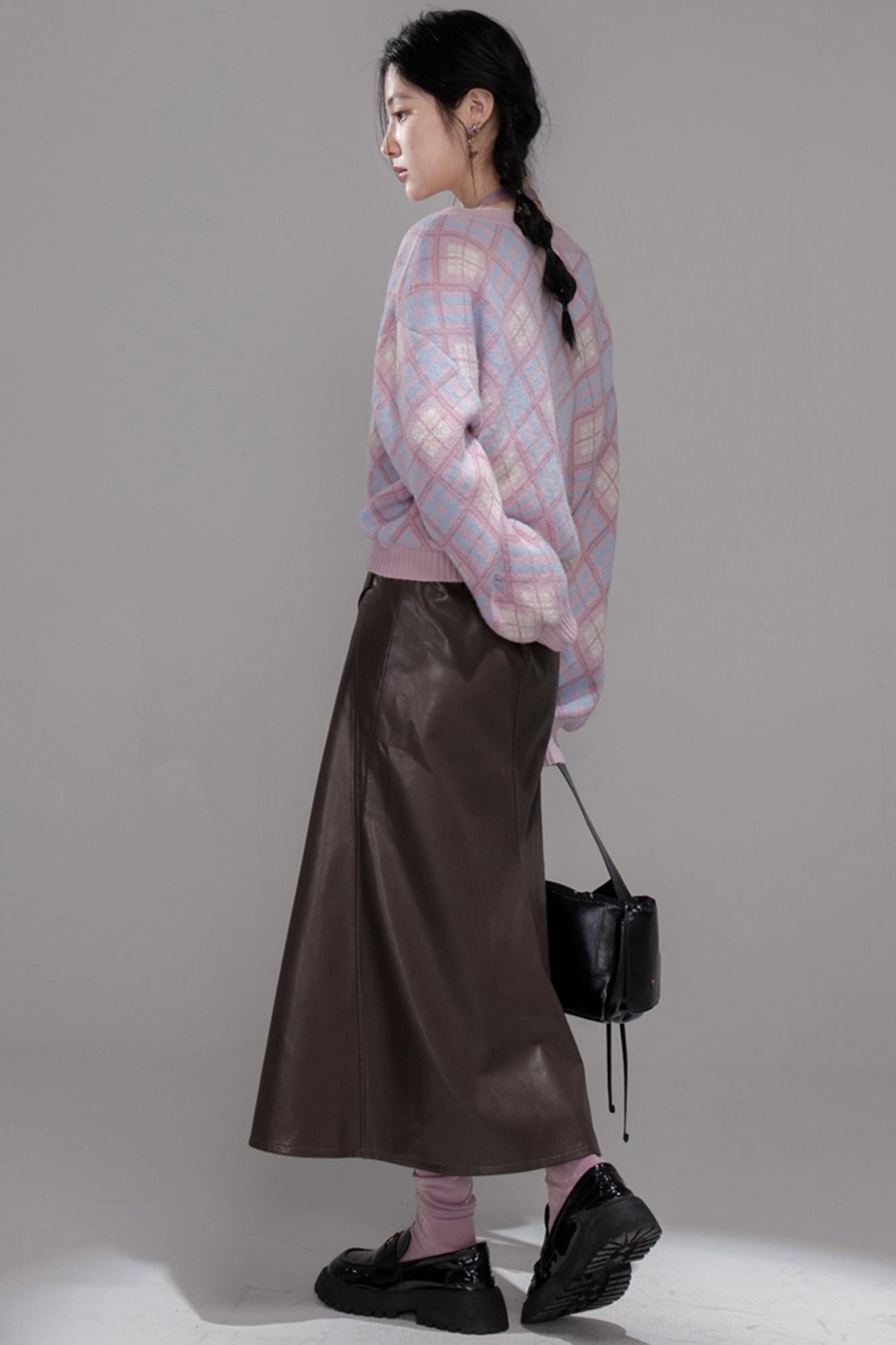 Rich Brown Leather Skirt