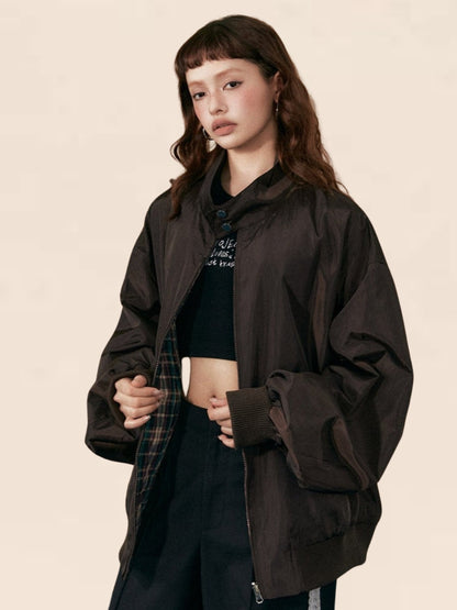 Long-sleeved black short jacket both sides