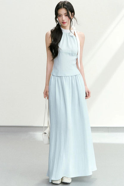 Conjunto de traje elegante con cuello halter