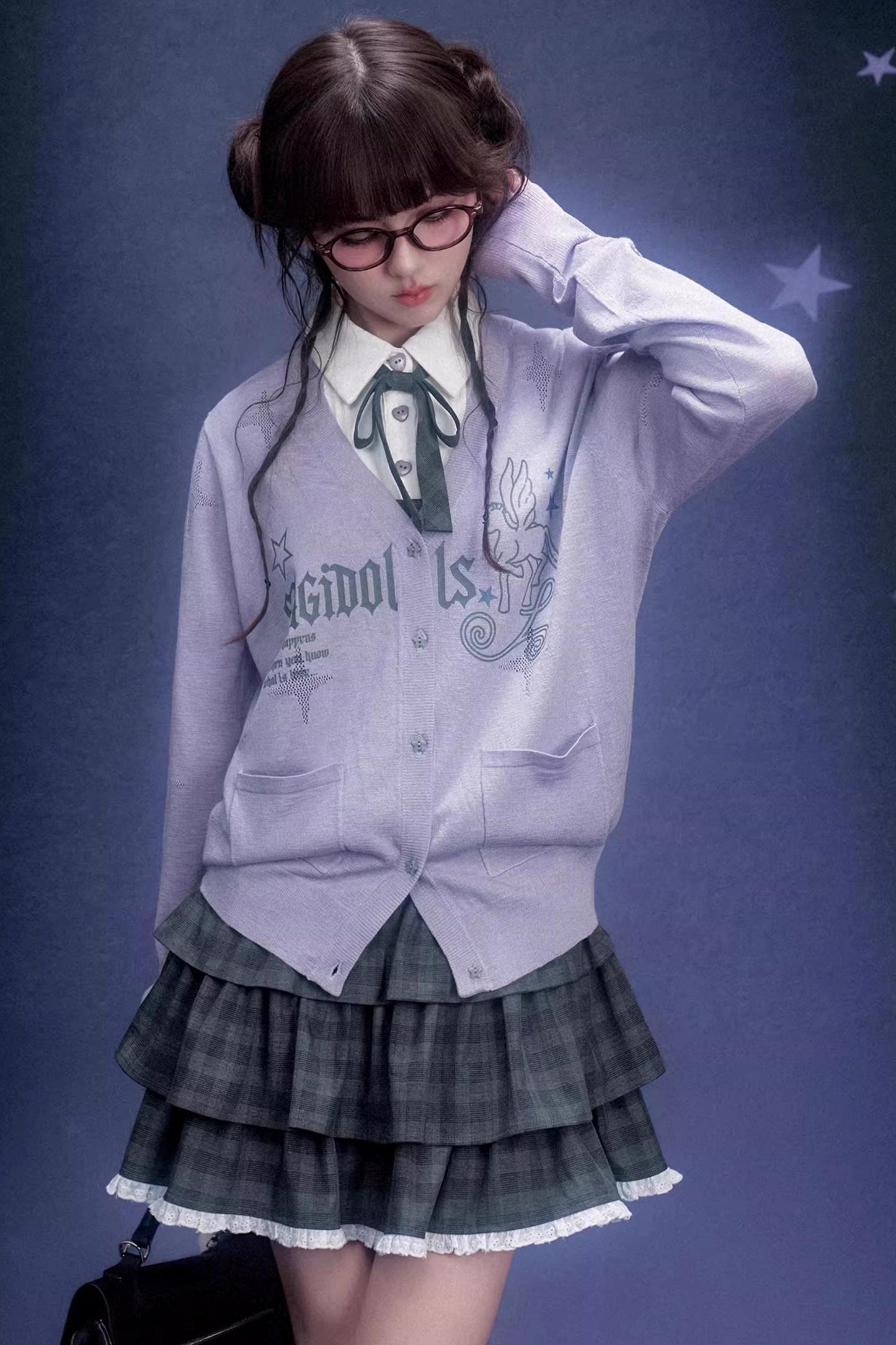 Gray Plaid Cake Dress Set