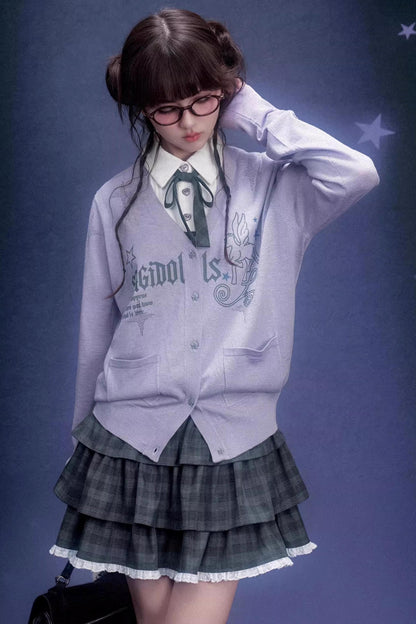 Gray Plaid Cake Dress Set