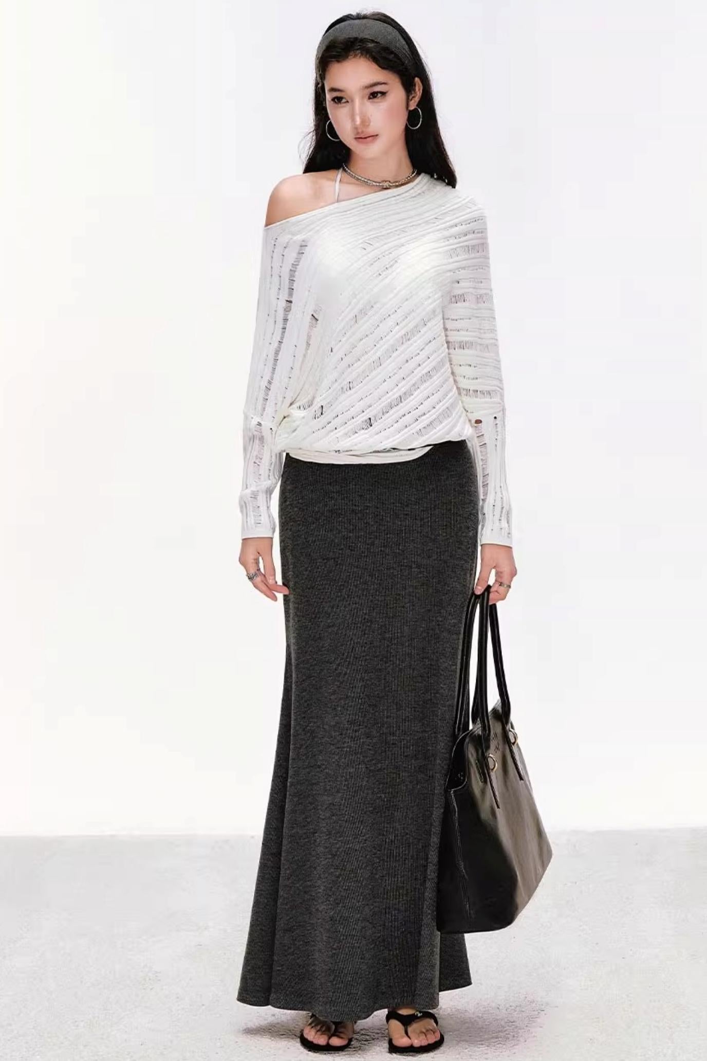 One-Shoulder Knitted Sweater