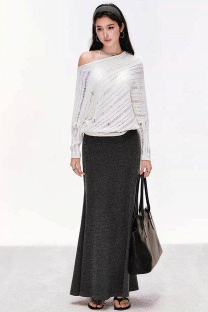 One-Shoulder Knitted Sweater